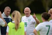27 September 2012; Republic of Ireland head coach Dave Connell, right, and assistant coach Dave Bell speak to the players during training. Republic of Ireland Women's U17 Squad Photos, AUL Complex, Clonshaugh, Dublin. Picture credit: Brian Lawless / SPORTSFILE