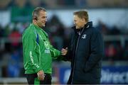 28 September 2012; Leinster Head Coach Joe Schmidt, right, with Connacht Head Coach Eric Elwood before the game. Celtic League 2012/13, Round 5, Connacht v Leinster, Sportsground, Galway. Picture credit: Matt Browne / SPORTSFILE