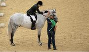 4 September 2012; Ireland's Helen Kearney, from Dunlaven, Co. Wicklow, on Mister Cool, after competing in the dressage individual freestyle test - Grade Ia. London 2012 Paralympic Games, Equestrian, Greenwich Park, Greenwich, London, England. Picture credit: Brian Lawless / SPORTSFILE