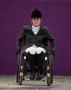 4 September 2012; Ireland's Helen Kearney, from Dunlaven, Co. Wicklow, prepares to receive her bronze medal in the dressage individual freestyle test - Grade Ia. London 2012 Paralympic Games, Equestrian, Greenwich Park, Greenwich, London, England. Picture credit: Brian Lawless / SPORTSFILE