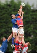 29 September 2012; Kevin Croke, St Mary's College, wins possession for his side in the line-out ahead of David Foley, UL Bohemians. Ulster Bank League Division 1A, St Mary's College v UL Bohemian, Templeville Road, Dublin. Picture credit: Pat Murphy / SPORTSFILE