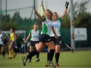 29 September 2012; Chloe Watkins, Ireland, celebrates after scoring her side's first goal of the game against South Africa. Women’s Electric Ireland Hockey Champions Challenge 1, Pool B, Ireland v South Africa, National Hockey Stadium, UCD, Belfield, Dublin. Picture credit: Pat Murphy / SPORTSFILE