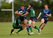 29 September 2012; Adam Byrne, Leinster, is tackled by Andrew McAleer, 13, and Rory Paratta, Connacht. Under 19 Interprovincial Championship, Leinster v Connacht, Ashbourne RFC, Ashbourne, Co Meath. Picture credit: Matt Browne / SPORTSFILE