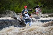 29 September 2012; Paul Scott and Morgan Cooper, in action on the Straffan Weir, in the Kayak Double class, during the 2012 Liffey Descent. River Liffey, Straffan, Co. Kildare. Picture credit: Barry Cregg / SPORTSFILE