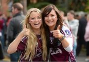 30 September 2012; Galway supporters Luighsighe Lenihan, from Annaghdown, Co. Galway, and Sarah Murphy, from Caherlistrane, Co. Galway, ahead of the game. Supporters at the GAA Hurling All-Ireland Senior Championship Final Replay, Kilkenny v Galway, Croke Park, Dublin. Picture credit: Matt Browne / SPORTSFILE