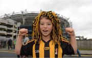 30 September 2012; Ben Cantwell, age 9, from James Stephens GAA Club, Kilkenny, ahead of the game. Supporters at the GAA Hurling All-Ireland Senior Championship Final Replay, Kilkenny v Galway, Croke Park, Dublin. Picture credit: Stephen McCarthy / SPORTSFILE