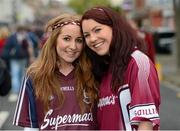 30 September 2012; Galway supporters Angela Burke, from Tuam, Co. Galway, and Nicola Burke, from Galway City, ahead of the game. Supporters at the GAA Hurling All-Ireland Senior Championship Final Replay, Kilkenny v Galway, Croke Park, Dublin. Picture credit: Matt Browne / SPORTSFILE