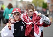 30 September 2012; Galway supporters Ryan Gallagher, left, and Niall Mullally, from Craughwell, Co. Galway, ahead of the game. Supporters at the GAA Hurling All-Ireland Senior Championship Final Replay, Kilkenny v Galway, Croke Park, Dublin. Picture credit: Matt Browne / SPORTSFILE