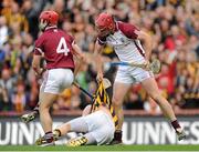 30 September 2012; Galway goalkeeper James Skehill pulls on the jersey of Kilkenny's Richie Power, who lies injured. GAA Hurling All-Ireland Senior Championship Final Replay, Kilkenny v Galway, Croke Park, Dublin. Picture credit: Pat Murphy / SPORTSFILE