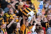 30 September 2012; A Kilkenny supporter celebrates during the game. Supporters at the GAA Hurling All-Ireland Senior Championship Final Replay, Kilkenny v Galway, Croke Park, Dublin. Picture credit: Matt Browne / SPORTSFILE