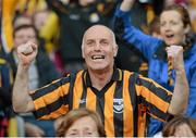 30 September 2012; A Kilkenny supporter celebrates during the game. Supporters at the GAA Hurling All-Ireland Senior Championship Final Replay, Kilkenny v Galway, Croke Park, Dublin. Photo by Sportsfile
