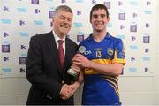 30 September 2012; Tipperary's Tadhg Gallagher is presented with the man of the match award by Johnny Shine, Deputy CEO of ESB. Electric Ireland Man of the Match at GAA Hurling All-Ireland Minor Championship Final Replay, Dublin v Tipperary, Croke Park, Dublin. Picture credit: Pat Murphy / SPORTSFILE