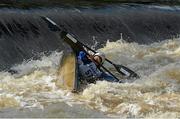 29 September 2012; Laura Piedrahita and Charlie Gibbons, Leaside Canoe Club, England, in action on the Straffan Weir, in the Mixed Kayak Double class, during the 2012 Liffey Descent. River Liffey, Straffan, Co. Kildare. Picture credit: Barry Cregg / SPORTSFILE