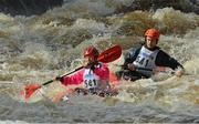 29 September 2012; Pat Rogers and Pat Murphy, Irish Canoe Union, Dublin, in action on the Straffan Weir, in the Kayak Double class, during the 2012 Liffey Descent. River Liffey, Straffan, Co. Kildare. Picture credit: Barry Cregg / SPORTSFILE