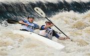 29 September 2012; Conor Murray and Maurice Maxwell, Salomon Leap Canoe Club, Dublin, in action on the Straffan Weir, in the Kayak Double class, during the 2012 Liffey Descent. River Liffey, Straffan, Co. Kildare. Picture credit: Barry Cregg / SPORTSFILE