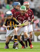 30 September 2012; Rachel Sawyer, Naomh Brid, Carlow, representing Kilkenny, in action against Aine Hahassey, Ballyneale Grangemockler, Tipperary, representing Galway, during the INTO/RESPECT Exhibition GoGames at the GAA Hurling All-Ireland Senior Championship Final Replay between Kilkenny and Galway. Croke Park, Dublin. Picture credit: Pat Murphy / SPORTSFILE