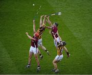 30 September 2012; Richie Power, left, and Richie Hogan, Kilkenny, in action against Iarla Tannian, left, and Tony Óg Regan, Galway. GAA Hurling All-Ireland Senior Championship Final Replay, Kilkenny v Galway, Croke Park, Dublin. Picture credit: Daire Brennan / SPORTSFILE
