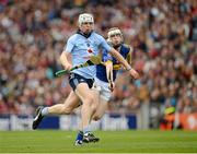 30 September 2012; Colm Cronin, Dublin, in action against Tomas Hamill, Tipperary. Electric Ireland GAA Hurling All-Ireland Minor Championship Final Replay, Dublin v Tipperary, Croke Park, Dublin. Picture credit: Ray McManus / SPORTSFILE