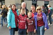 30 September 2012; Galway supporters, from left, Jacinta Keane, Rory Hynes, Billy Keane, Conor Hynes, Mike and Grace Hynes, from the Liam Mellowes GAA club, Galway, ahead of the game. Supporters at the GAA Hurling All-Ireland Senior Championship Final Replay, Kilkenny v Galway, Croke Park, Dublin. Picture credit: Brendan Moran / SPORTSFILE