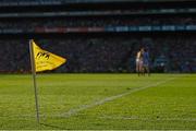 30 September 2012; A sideline flag flies in the wind during the game. GAA Hurling All-Ireland Senior Championship Final Replay, Kilkenny v Galway, Croke Park, Dublin. Picture credit: Brendan Moran / SPORTSFILE