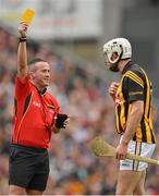 30 September 2012; Michael Fennelly, Kilkenny, is shown a yellow card by referee James McGrath, Galway. GAA Hurling All-Ireland Senior Championship Final Replay, Kilkenny v Galway, Croke Park, Dublin. Picture credit: Brendan Moran / SPORTSFILE
