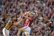 30 September 2012; David Burke, Galway, score his side's first goal despite the attention of Jackie Tyrrell, Kilkenny. GAA Hurling All-Ireland Senior Championship Final Replay, Kilkenny v Galway, Croke Park, Dublin. Picture credit: Ray McManus / SPORTSFILE