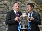 3 October 2012;  In attendance at the 2012 Ford FAI Cup Semi-Finals Media Day are were Shelbourne manager Alan Mathews, left and Derry City manager Declan Devine. Ely Place, Dublin. Picture credit: David Maher / SPORTSFILE