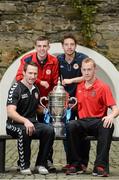 3 October 2012; In attendance at the 2012 Ford FAI Cup Semi-Finals Media Day are, left to right, Barry Molloy, Derry City, Kevin Dawson, Shelbourne, Barry Murphy, St. Patrick's Athletic and Chris Sheilds, Dundalk. Ely Place, Dublin. Picture credit: David Maher / SPORTSFILE