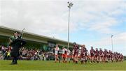 29 September 2012; The Galway and Derry players line up during the prade. All-Ireland Intermediate Camogie Championship Final Replay, in association with RTÉ Sport, Derry v Galway, Donaghmore Ashbourne GFC, Ashbourne, Co. Meath. Picture credit: Matt Browne / SPORTSFILE
