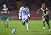 5 October 2012; Pascal Millien, Sligo Rovers, in action against Danny Murphy, Cork City. Airtricity League Premier Division, Cork City v Sligo Rovers, Turners Cross, Cork. Picture credit: Barry Cregg / SPORTSFILE