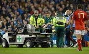 6 October 2012; Leinster's Andrew Conway is stretchered from the field, after picking up a second half injury. Celtic League 2012/13, Round 6, Leinster v Munster, Aviva Stadium, Lansdowne Road, Dublin. Picture credit: Stephen McCarthy / SPORTSFILE