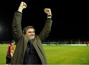 6 October 2012; Pat Scully, Limerick FC manager, celebrates at the end of the game. Airtricity League First Division, Longford Town v Limerick, Flancare Park, Co. Longford. Picture credit: David Maher / SPORTSFILE