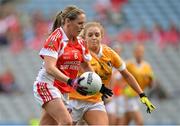 7 October 2012; Marie O'Connell, Louth, in action against Sarah Haughey, Antrim. TG4 All-Ireland Ladies Football Junior Championship Final, Antrim v Louth, Croke Park, Dublin. Picture credit: Brendan Moran / SPORTSFILE