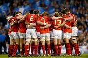 6 October 2012; Munster players huddle together ahead of the game. Celtic League 2012/13, Round 6, Leinster v Munster, Aviva Stadium, Lansdowne Road, Dublin. Picture credit: Stephen McCarthy / SPORTSFILE
