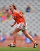 7 October 2012; Shauna O'Hagan, Armagh, celebrates after scoring her side's first goal against Waterford. TG4 All-Ireland Ladies Football Intermediate Championship Final, Armagh v Waterford, Croke Park, Dublin. Picture credit: Brendan Moran / SPORTSFILE