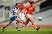 7 October 2012; Sinead McCleary, Armagh, in action against Roisín Tobin, Waterford. TG4 All-Ireland Ladies Football Intermediate Championship Final, Armagh v Waterford, Croke Park, Dublin. Picture credit: Brendan Moran / SPORTSFILE