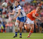 7 October 2012; Shona Curran, Waterford, in action against Sinéad McCleary, Armagh. TG4 All-Ireland Ladies Football Intermediate Championship Final, Armagh v Waterford, Croke Park, Dublin. Picture credit: Ray McManus / SPORTSFILE
