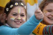 7 October 2012; Antrim supporters cheer on their team. TG4 All-Ireland Ladies Football Junior Championship Final, Antrim v Louth, Croke Park, Dublin. Picture credit: Ray McManus / SPORTSFILE