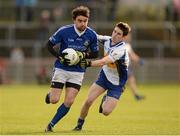 7 October 2012; Ryan McMenamin, Dromore, in action against Thomas Canavan, Errigal Ciaran.  Tyrone County Senior Football Championship Final, Dromore v Errigal Ciaran, Healy Park, Omagh, Co. Tyrone. Photo by Sportsfile