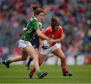 7 October 2012; Orlagh Farmer, Cork, in action against Aoife Lyons, Kerry.  TG4 All-Ireland Ladies Football Senior Championship Final, Cork v Kerry, Croke Park, Dublin. Picture credit: Ray McManus / SPORTSFILE