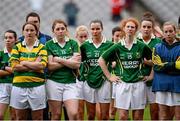 7 October 2012; Kerry players annd substitutes watch the presentation. TG4 All-Ireland Ladies Football Senior Championship Final, Cork v Kerry, Croke Park, Dublin. Picture credit: Ray McManus / SPORTSFILE