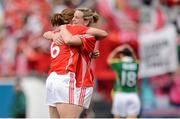 7 October 2012; Cork's Rena Buckley, left, and Briege Corkery celebrate their side's victory. TG4 All-Ireland Ladies Football Senior Championship Final, Cork v Kerry, Croke Park, Dublin. Picture credit: Stephen McCarthy / SPORTSFILE