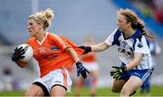 7 October 2012; Kelly Mallon, Armagh, in action against Aoife Landers, Waterford. TG4 All-Ireland Ladies Football Intermediate Championship Final, Armagh v Waterford, Croke Park, Dublin. Picture credit: Ray McManus / SPORTSFILE