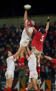 3 January 2003; Jeremy Davidson, Ulster, takes the ball in the line out from Munster's Paul O'Connell. Munster v Ulster, Celtic League Semi-Final, Thomond Park, Co. Limerick. Rugby. Picture credit; Matt Browne / SPORTSFILE *EDI*