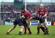 18 January 2003; Munster captain Jim Williams, supported by John Hayes, attempts to break through the Gloucester defence. Munster v Gloucester, Heineken European Cup, Thomond Park,  Limerick. Rugby. Picture credit; Brendan Moran / SPORTSFILE *EDI*
