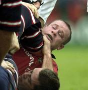 18 January 2003; Munster's Frankie Sheahan in the thick of the action against Gloucester. Munster v Gloucester, Heineken European Cup, Thomond Park,  Limerick. Rugby. Picture credit; Brendan Moran / SPORTSFILE *EDI*