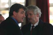 24 January 2003; Kevin Fahy, left, acting Chief Executive FAI, with Milo Corcoran, President FAI, pictured before a board of managment meeting at the Red Cow Hotel, Dublin. Soccer. Picture credit; David Maher / SPORTSFILE *EDI*