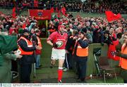 18 January 2003; Munster's Anthony Foley leads the team out onto the pitch before the game to earn his 50th cap for Munster. Munster v Gloucester, Heineken European Cup, Thomond Park,  Limerick. Rugby. Picture credit; Pat Murphy / SPORTSFILE