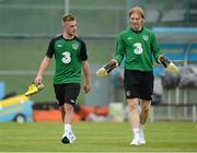 10 October 2012; Republic of Ireland's Conor Clifford, left, and Paul McShane during squad training ahead of their side's FIFA World Cup Qualifier match against Germany on Friday. Republic of Ireland Squad Training, Gannon Park, Malahide, Co. Dublin. Picture credit: David Maher / SPORTSFILE