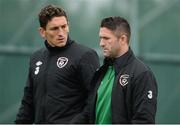 10 October 2012; Republic of Ireland's Robbie Keane and Keith Andrews, left, during squad training ahead of their side's FIFA World Cup Qualifier match against Germany on Friday. Republic of Ireland Squad Training, Gannon Park, Malahide, Co. Dublin. Picture credit: David Maher / SPORTSFILE